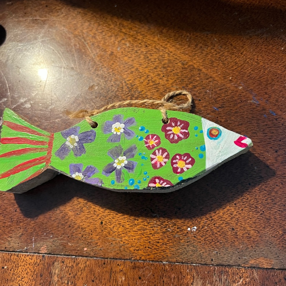 Handcrafted Green Fish Decor